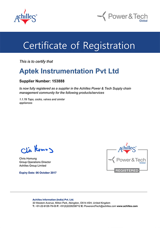 Aptek Instrumentation Pvt. Ltd. is an ISO 9001: 2008 company | manifold ...